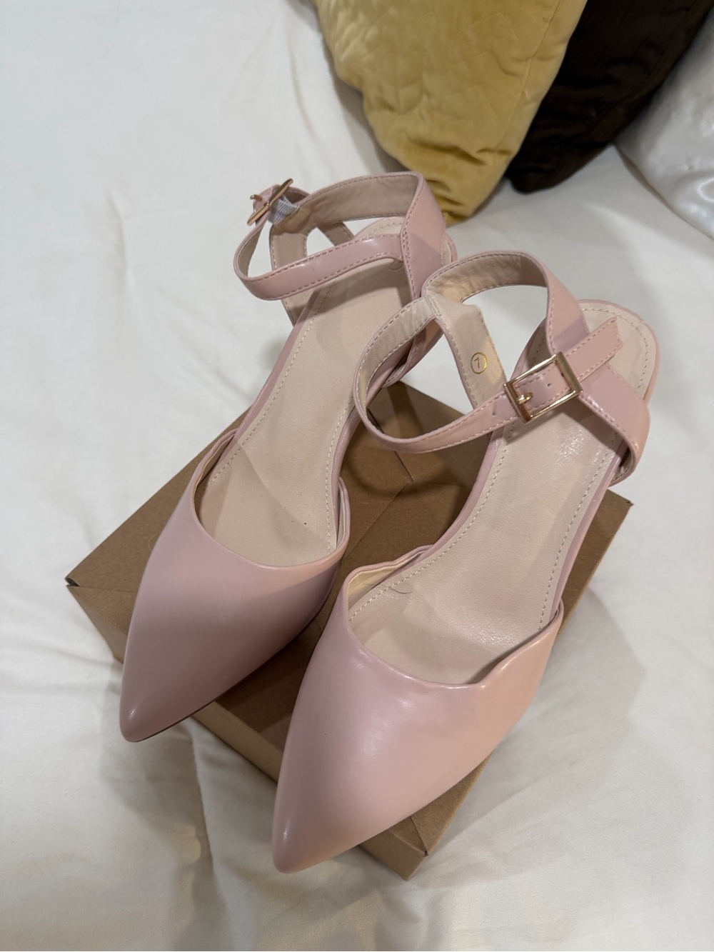 Women's Pointed Toe Ankle-Strap Pumps in Blush Pink